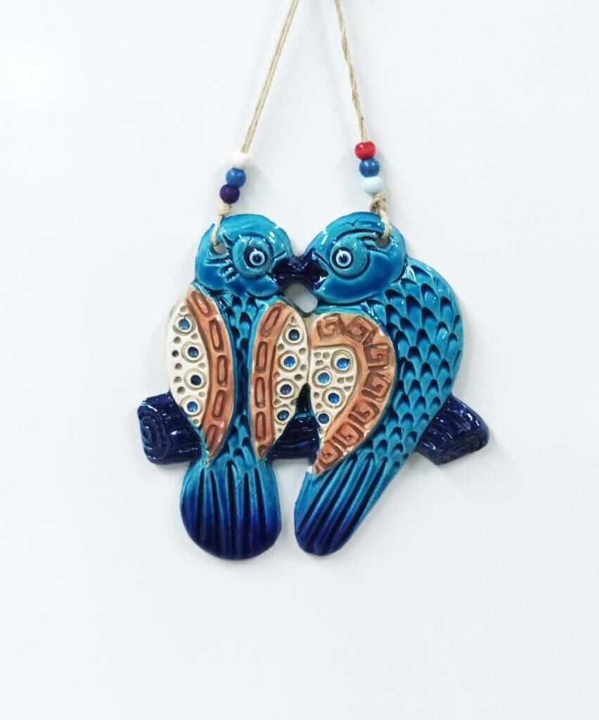 Kuş Çifti Dekoratif Askılı Duvar Süsü