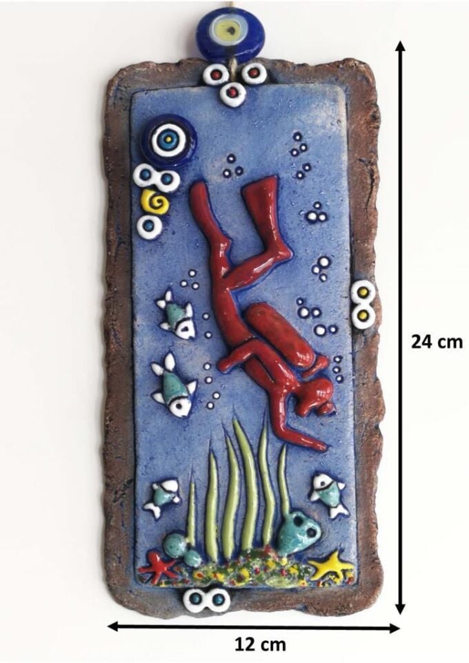 Özel Tasarım Dalgıç Nazarlık Seramik Duvar Süsü