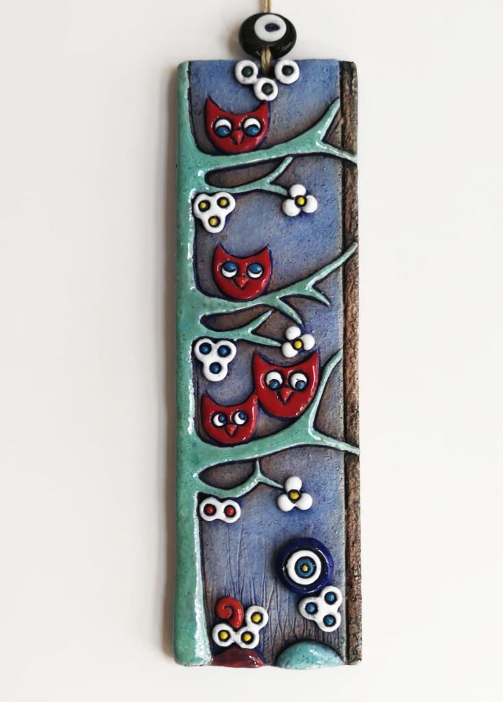 Özel Tasarım Dalda Baykuş Nazarlık Seramik Duvar Süsü