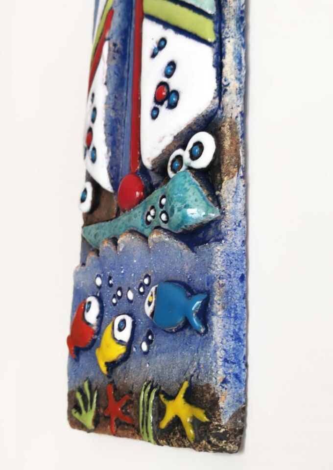 Özel Tasarım Yelkenli Nazarlık Seramik Duvar Süsü