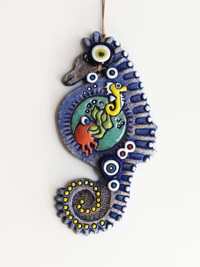 Özel Tasarım Denizatı Nazarlık Seramik Duvar Süsü