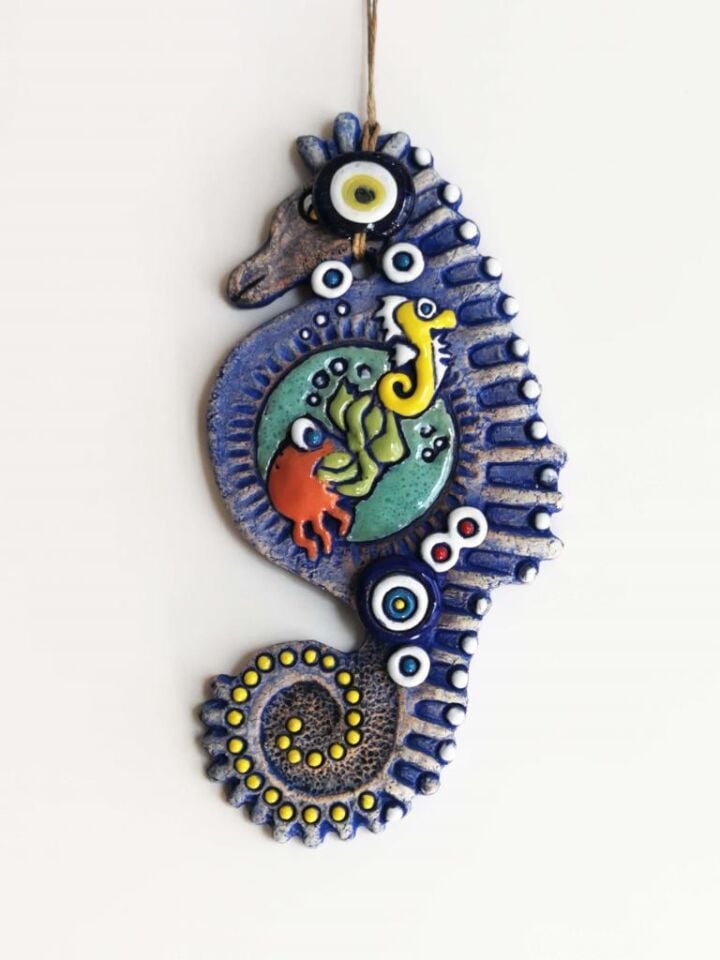 Özel Tasarım Denizatı Nazarlık Seramik Duvar Süsü