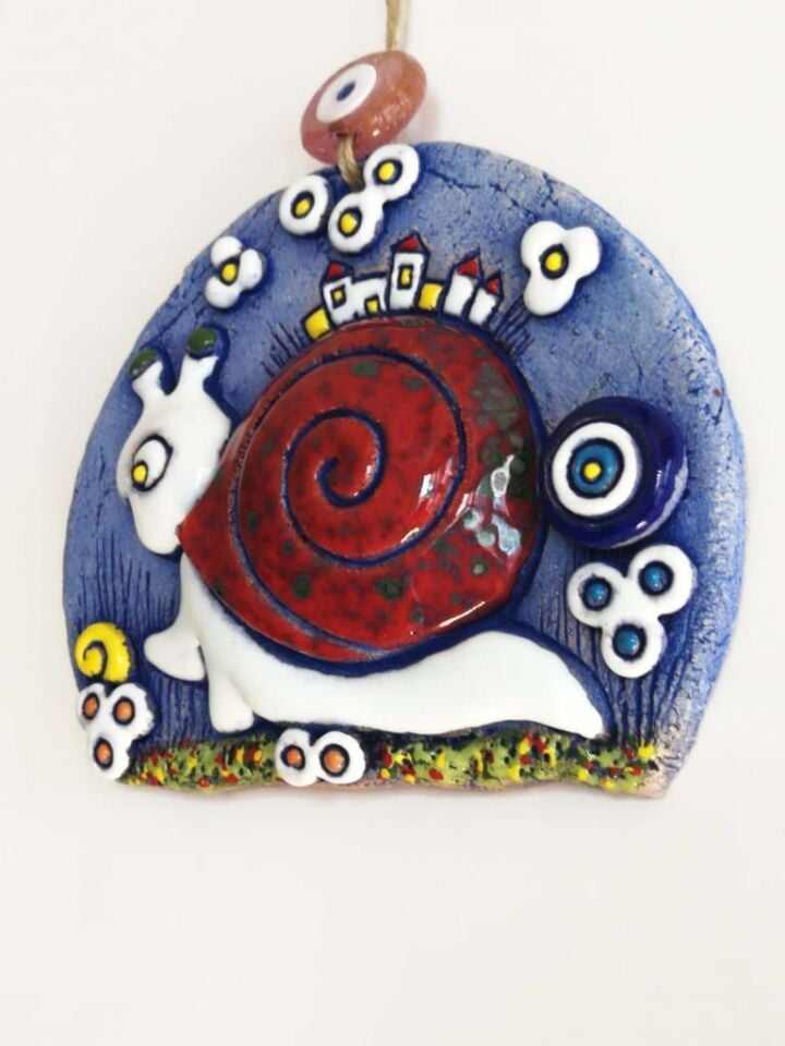 Özel Tasarım Salyangoz Nazarlık Seramik Duvar Süsü