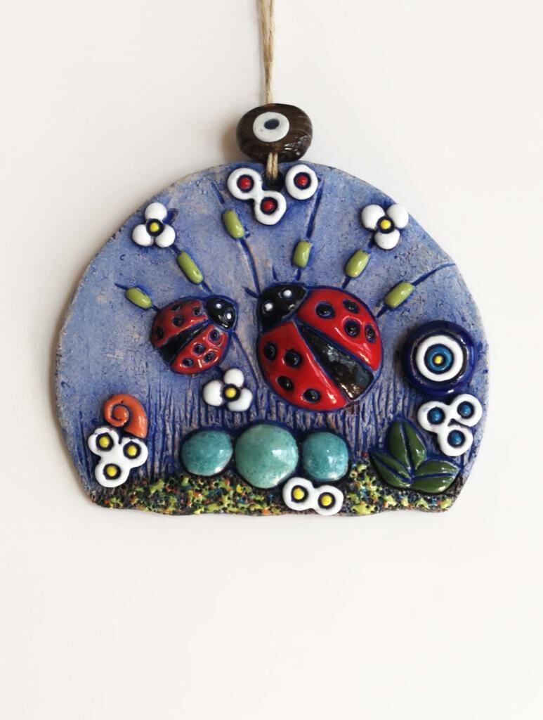 Özel Tasarım Uğurböceği Nazarlık Seramik Duvar Süsü