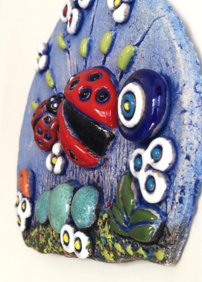 Özel Tasarım Uğurböceği Nazarlık Seramik Duvar Süsü