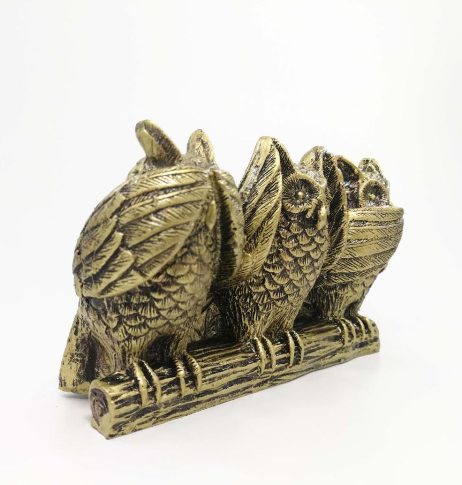 Görmedim Duymadım Bilmiyorum Üçlü Baykuş Biblo 18x10 cm