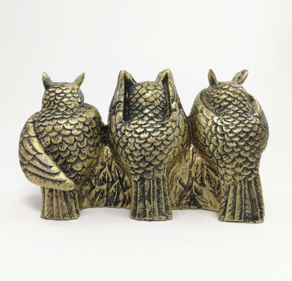 Görmedim Duymadım Bilmiyorum Üçlü Baykuş Biblo 18x10 cm