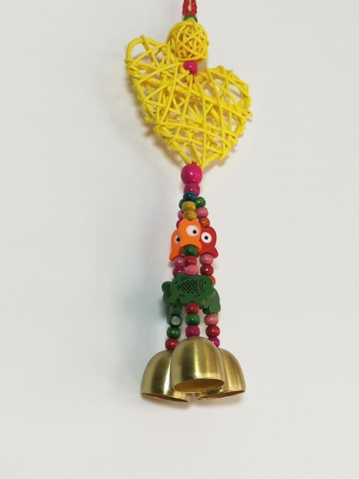 Kalp Figürlü Çan Duvar Kapı Süsü