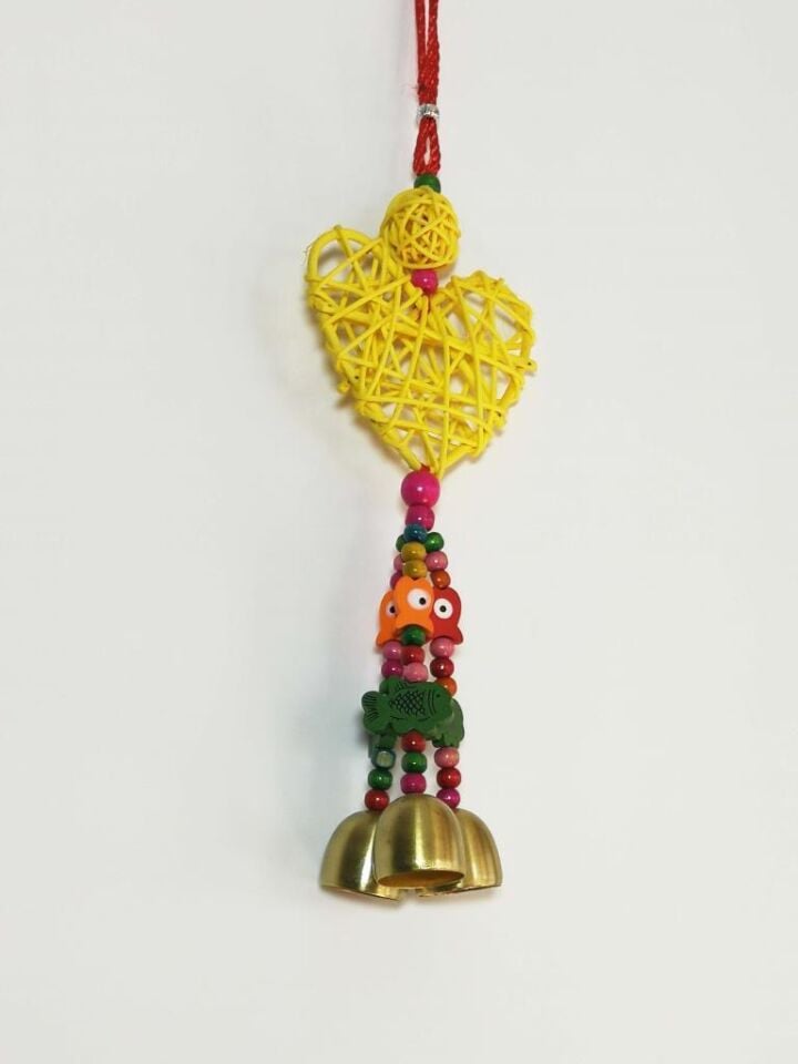 Kalp Figürlü Çan Duvar Kapı Süsü