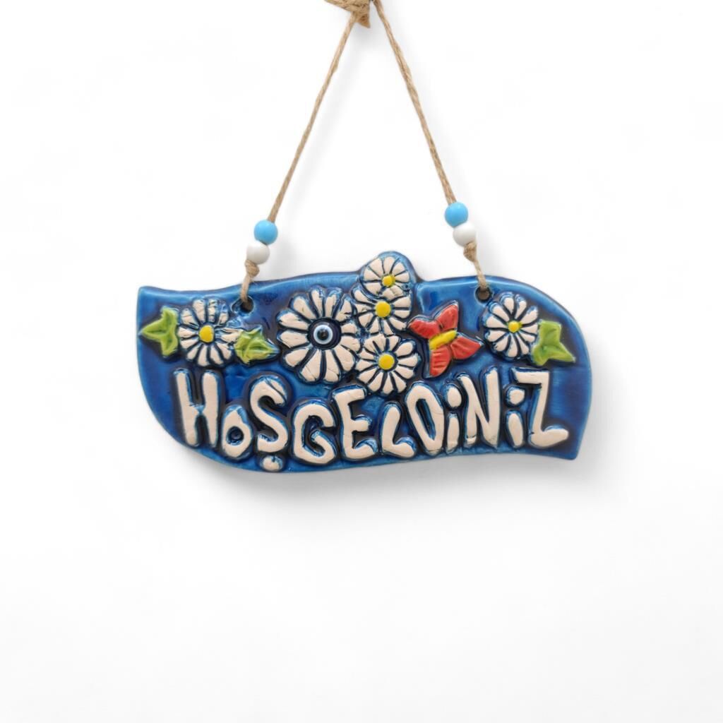 Seramik Hoşgeldiniz Dekoratif El İşi Duvar Süsü Nazarlık