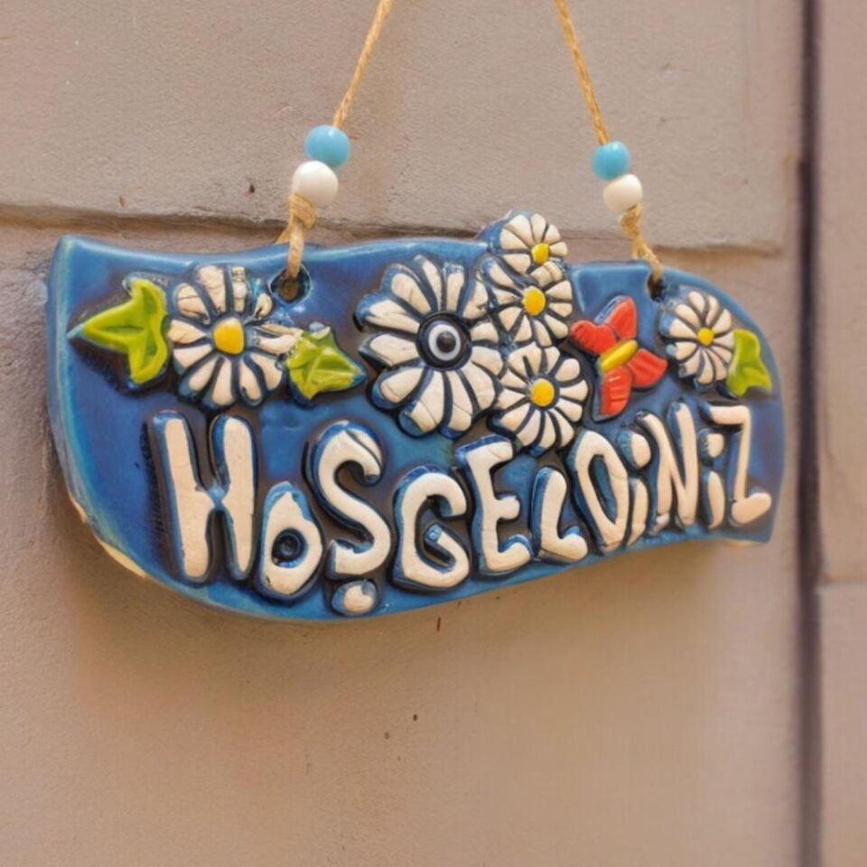 Seramik Hoşgeldiniz Dekoratif El İşi Duvar Süsü Nazarlık