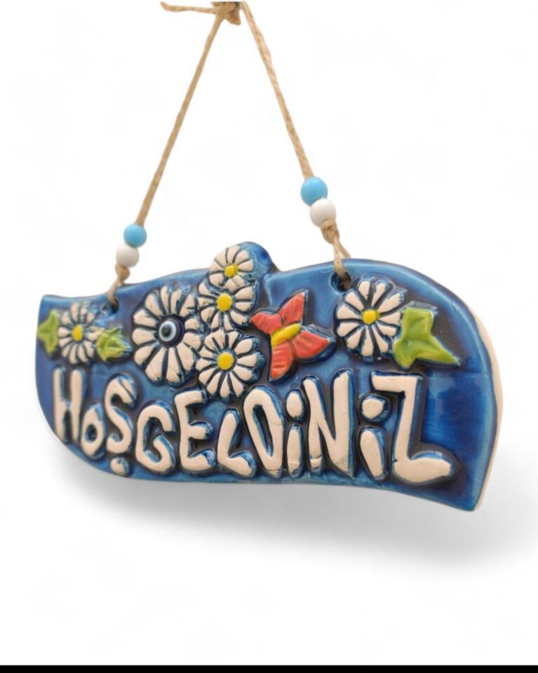 Seramik Hoşgeldiniz Dekoratif El İşi Duvar Süsü Nazarlık