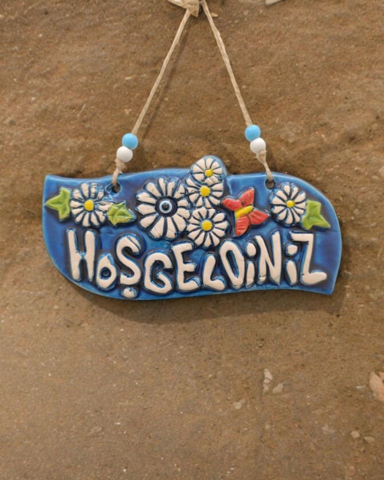 Seramik Hoşgeldiniz Dekoratif El İşi Duvar Süsü Nazarlık