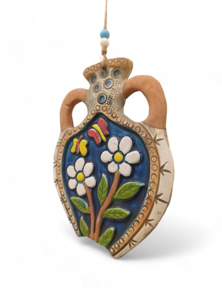 Seramik Amfora Dekoratif El İşi Duvar Süsü Nazarlık Küp