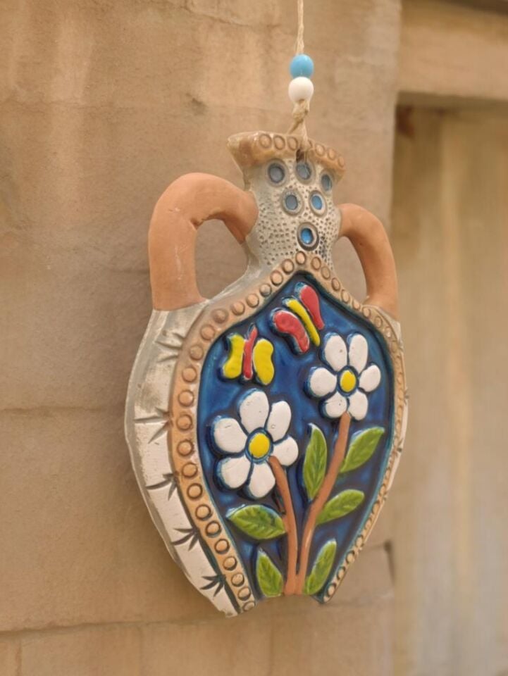 Seramik Amfora Dekoratif El İşi Duvar Süsü Nazarlık Küp