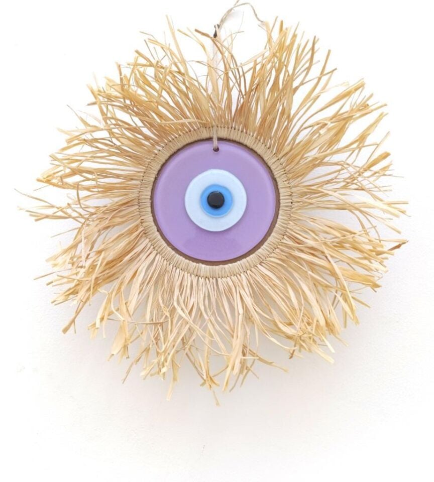 El Yapımı Saçaklı Rafya Renkli Güneş Nazarlık Duvar Dekorasyon