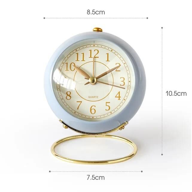 Dekoratif Modern Tarz Tasarım Lüks Stil Metal Işıklı Çalar Saat Ev Ofis Aksesuar Masa Saati MAVİ