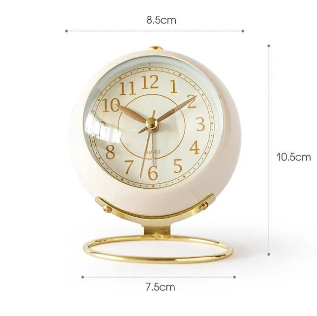 Dekoratif Modern Tarz Tasarım Lüks Stil Metal Işıklı Çalar Saat Ev Ofis Aksesuar Masa Saati Beyaz