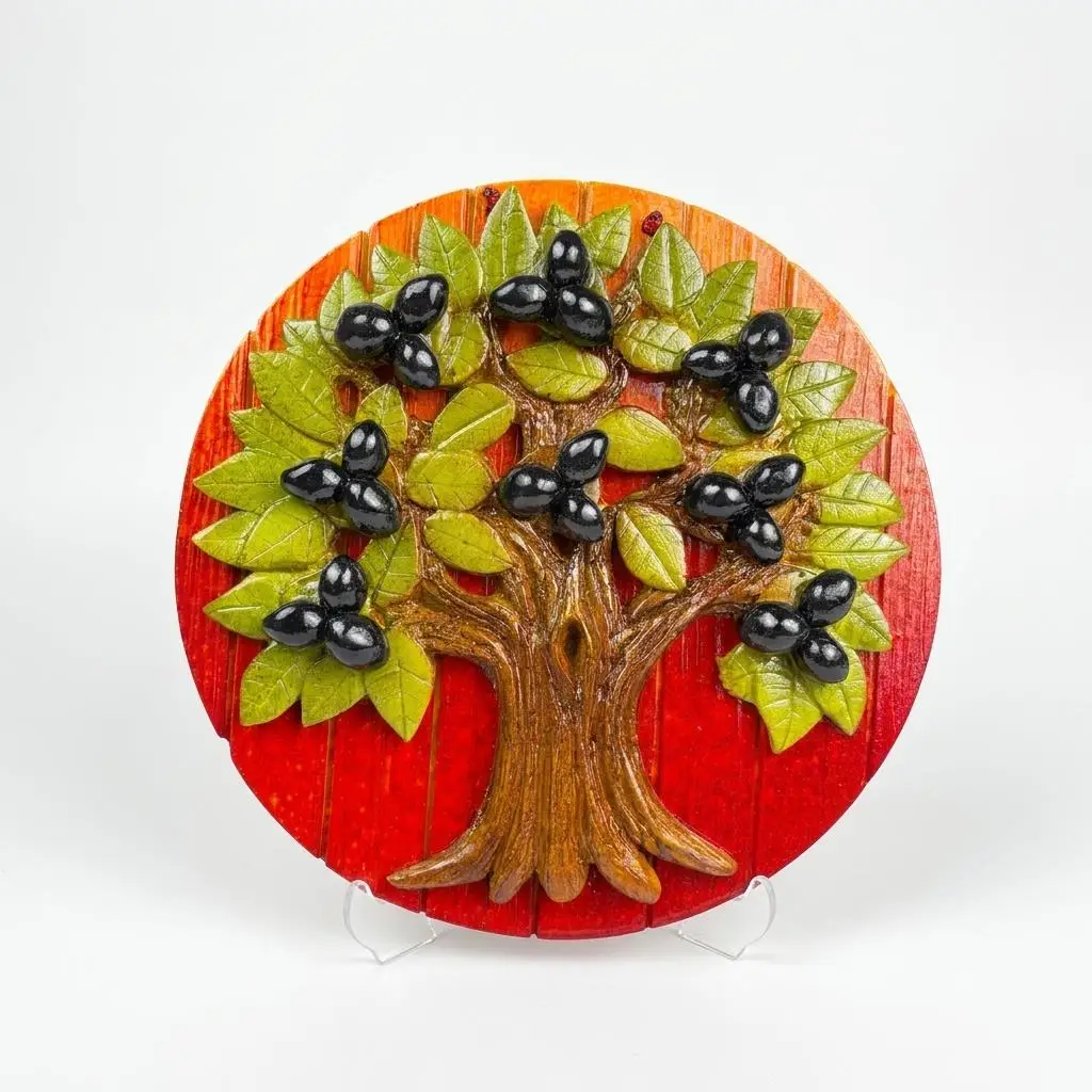 Zeytin Ağacı Duvar Dekoru Bereket Temalı Hayat Ağacı Duvar Süsü 21 cm
