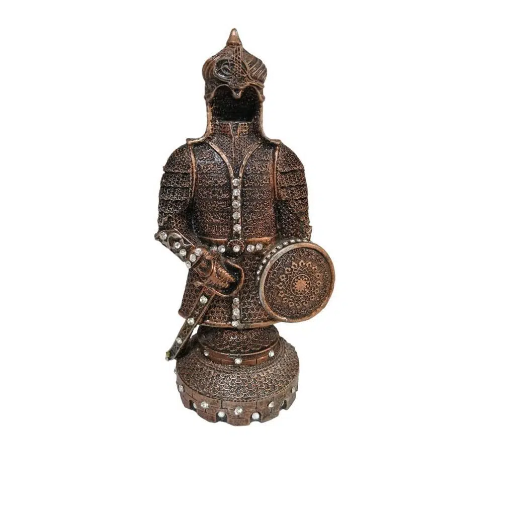 Dekoratif Ayetel Kürsi İşlemeli Zırh Biblo Heykel - BRONZ
