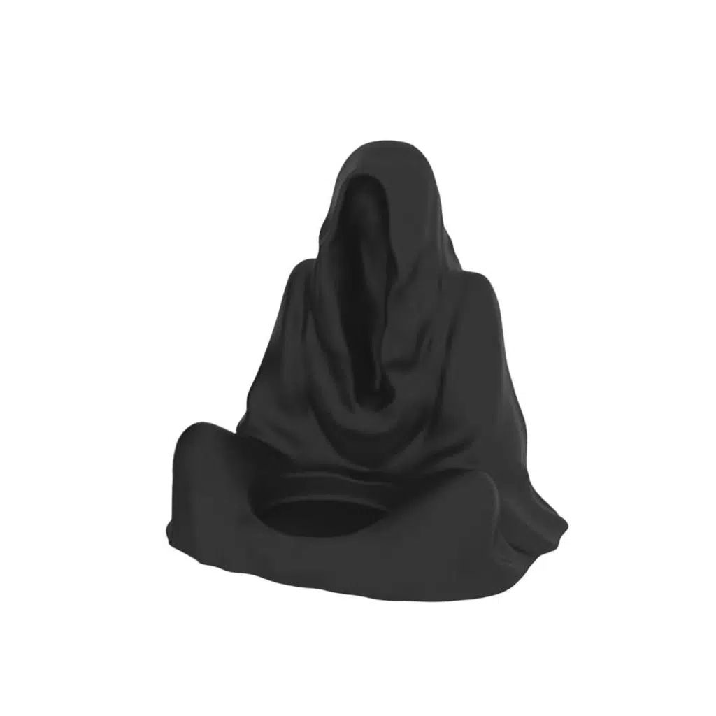 Dekoratif Ghost Hayalet Figürlü Tealight Mumluk Ev Dekoru Ofis Dekoru Süs - Siyah
