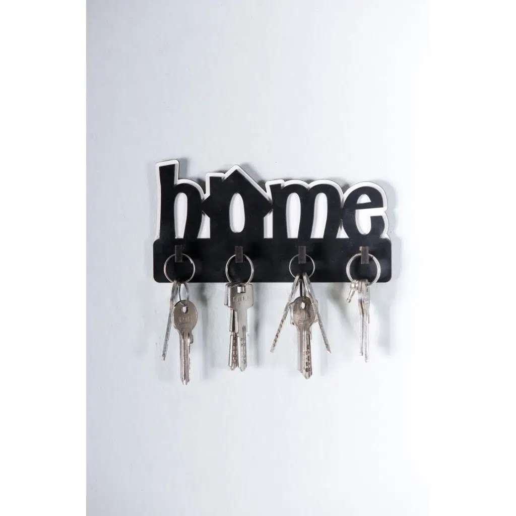 Dekoratif Home Yazılı Anahtar Askısı Ahşap Anahtarlık Dekor