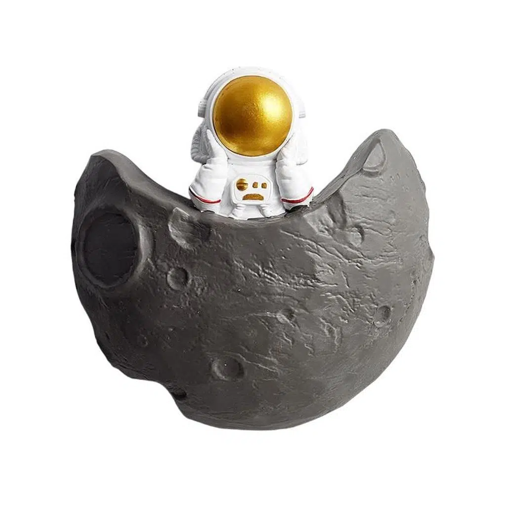 Dekoratif Modern Büyük Boy 1 Adet Ay Üstünde Astronot Figürlü Ev Dekoru Çocuk Odası Duvar Dekoru