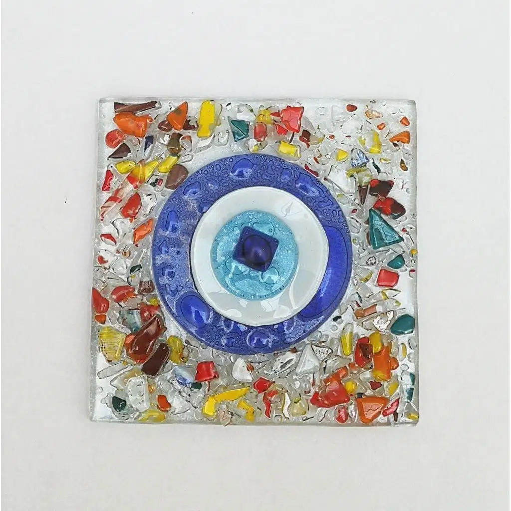 Dekoratif Nazarlık Cam Kapak Banyo Gider Süsü 10X10 cm