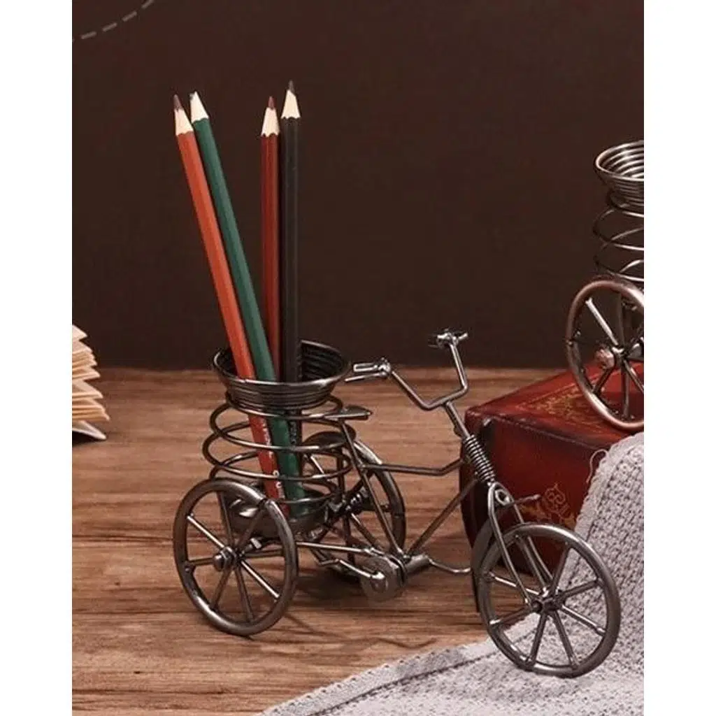 Dekoratif Retro Bisiklet Figürlü Kalemlik Metal Masa Süsü Dekor