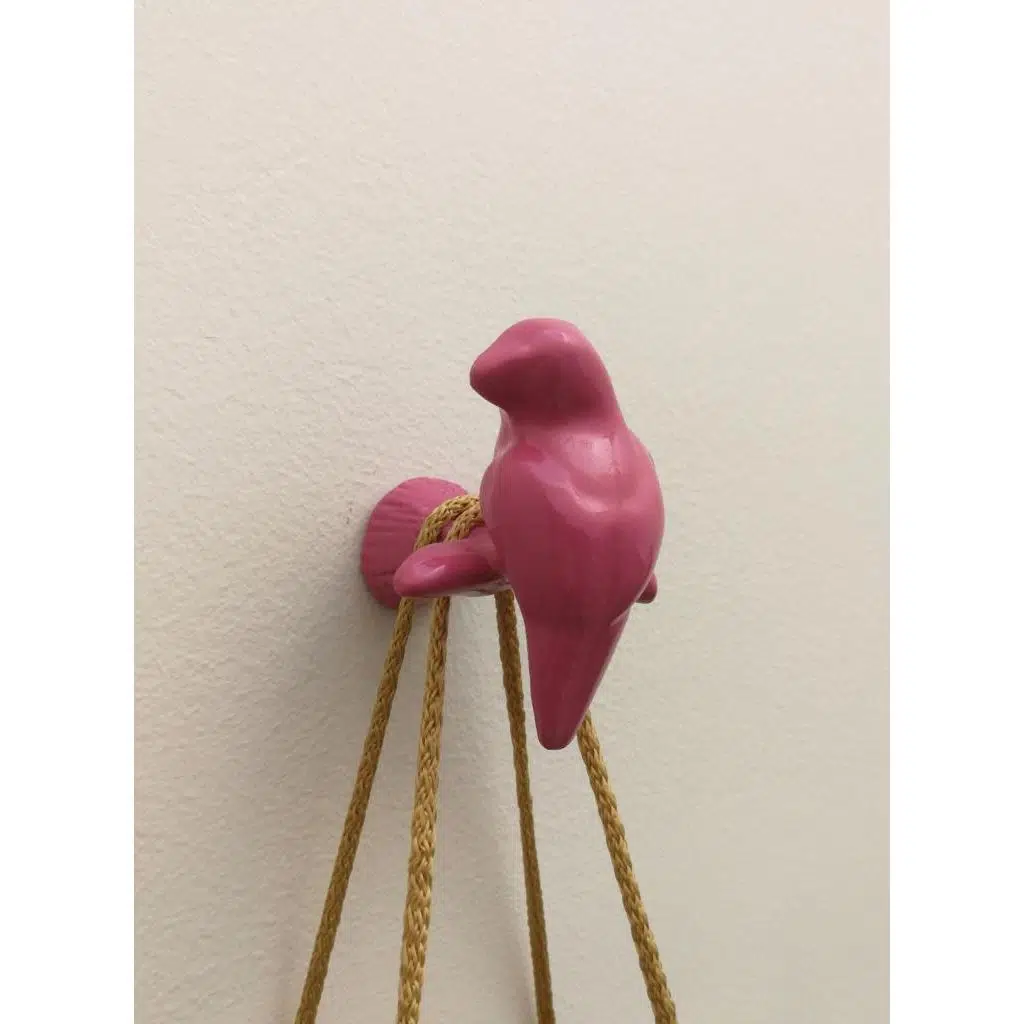 Dekoratif Tekli Kuş Modern Askılık Duvar Dekoru Askılık - Pembe