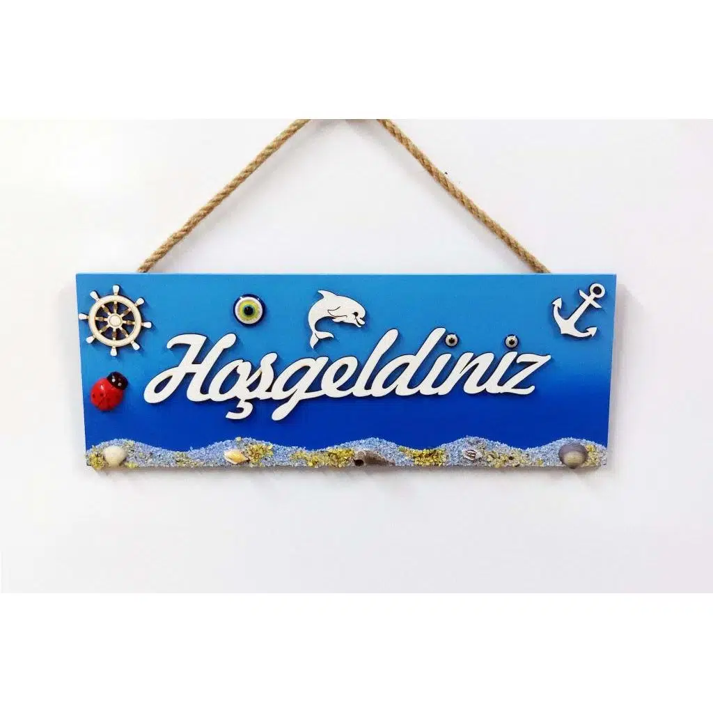 Hoşgeldiniz Kapı ve Duvar Dekoru Süsü 30x11 cm