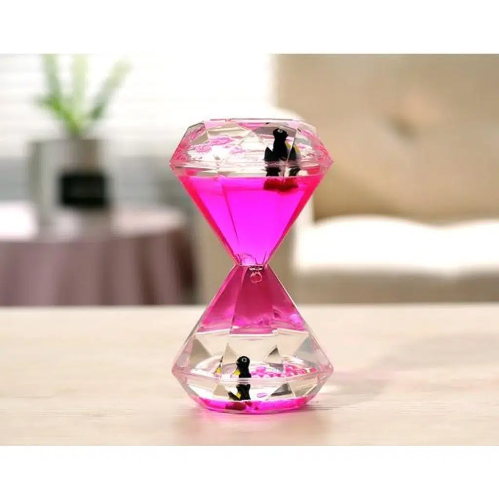 Renkli Sıvı Kum Saati Masa Dekoru Hediye Dekorasyon - Pembe