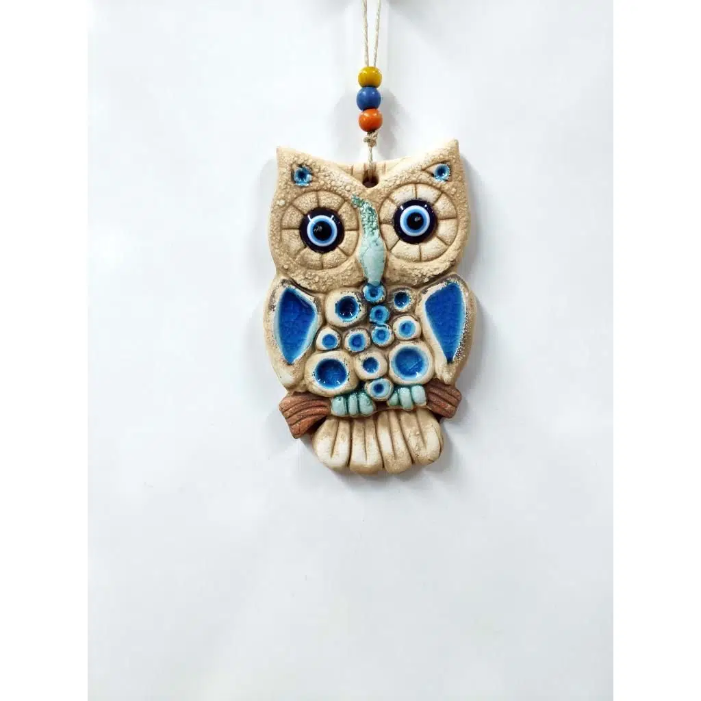 Seramik Mini Baykuş Dekoratif Duvar Süsü 10x15 cm