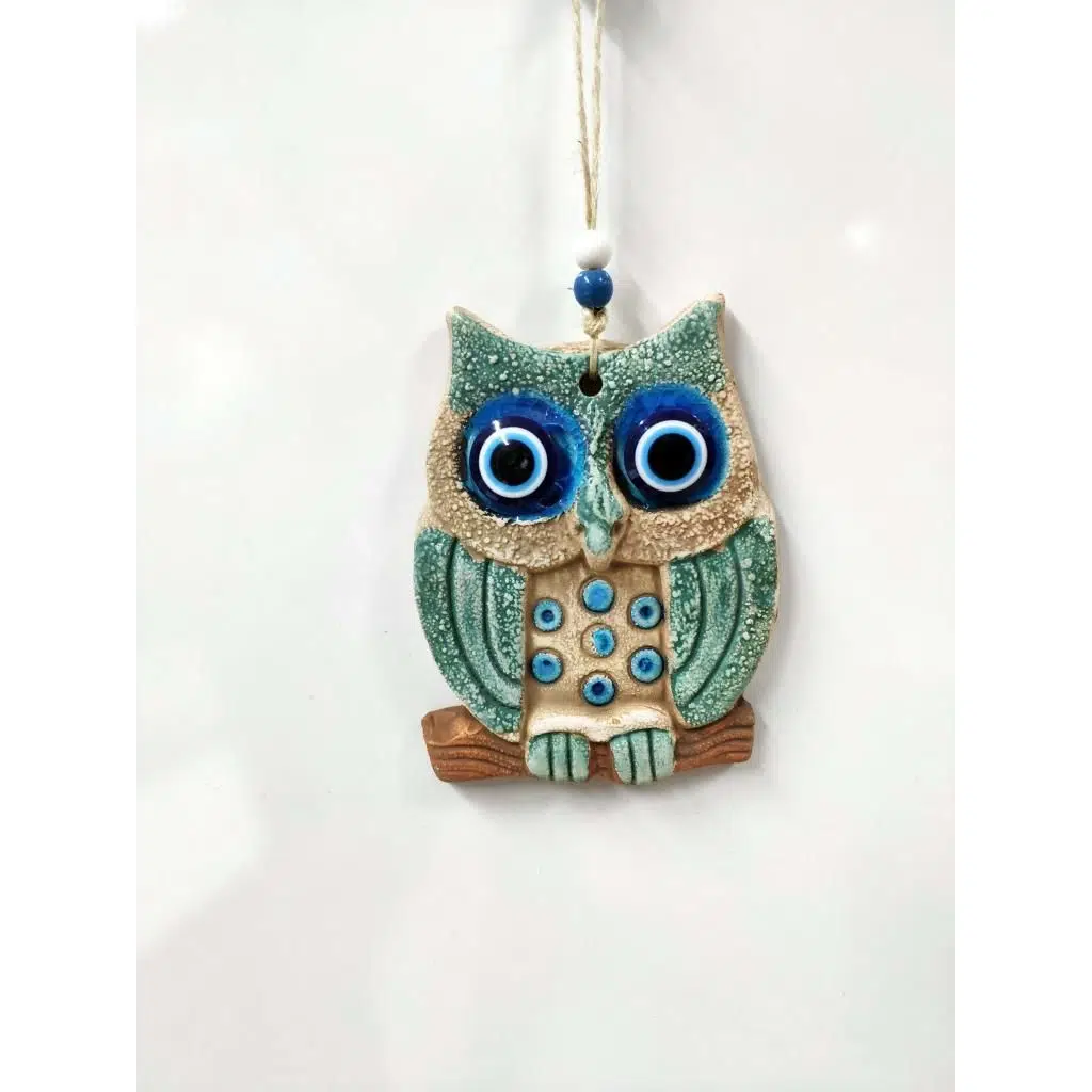 Seramik Mini Baykuş Dekoratif Duvar Süsü 11x14 cm