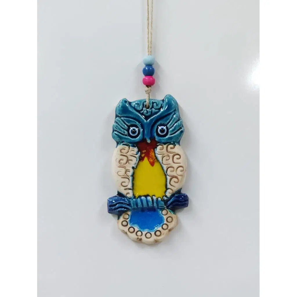 Seramik Mini Baykuş Dekoratif Duvar Süsü 7x14 cm