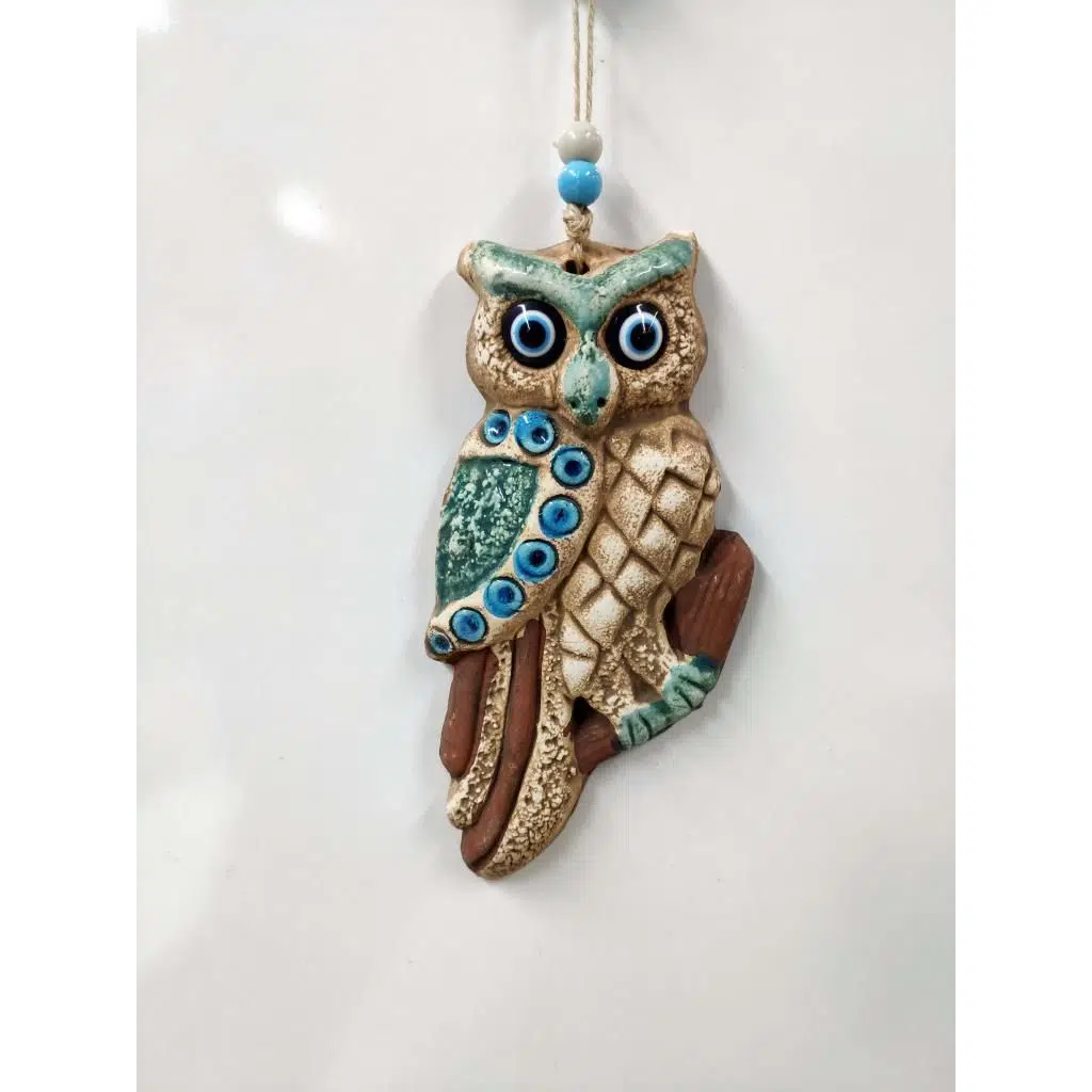 Seramik Mini Baykuş Dekoratif Duvar Süsü 9x18 cm
