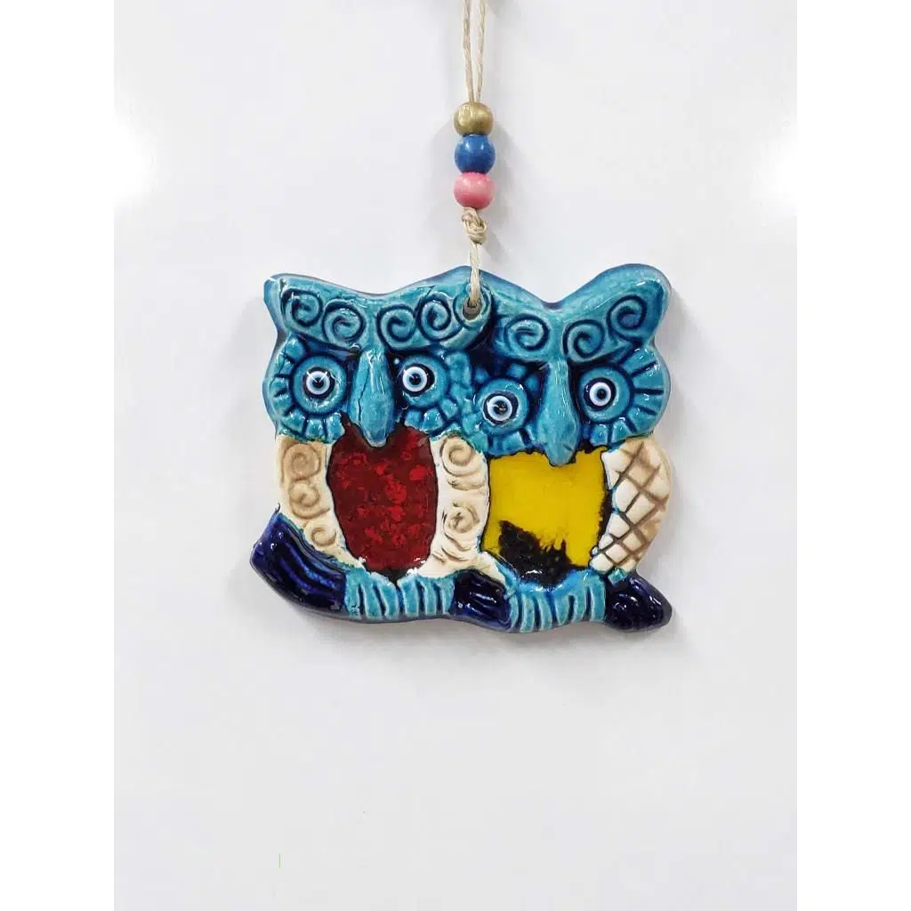Seramik Mini Baykuşlar Dekoratif Duvar Süsü 12x10 cm