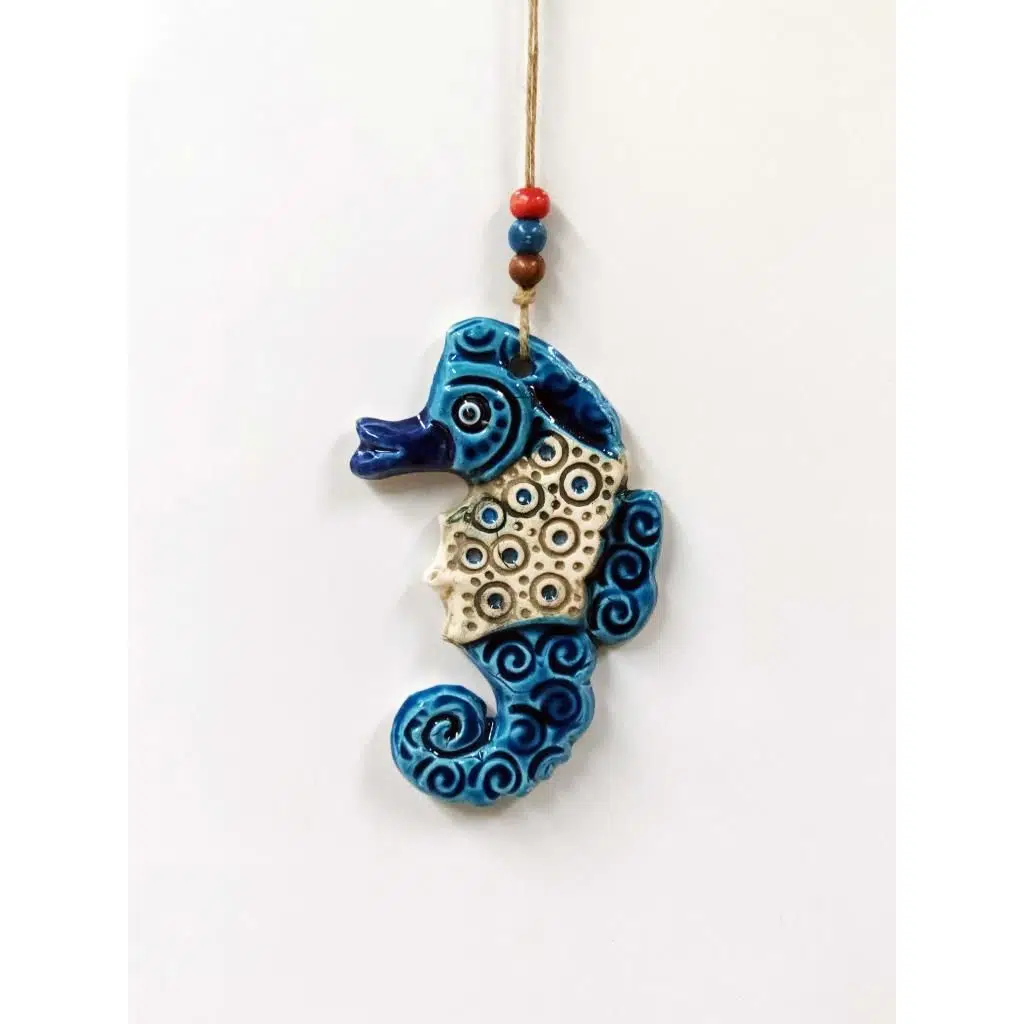 Seramik Mini Deniz Atı Dekoratif Duvar Süsü 9x14 cm