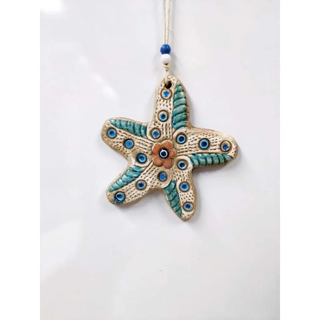 Seramik Mini Deniz Yıldızı Dekoratif Duvar Süsü 15x15 cm