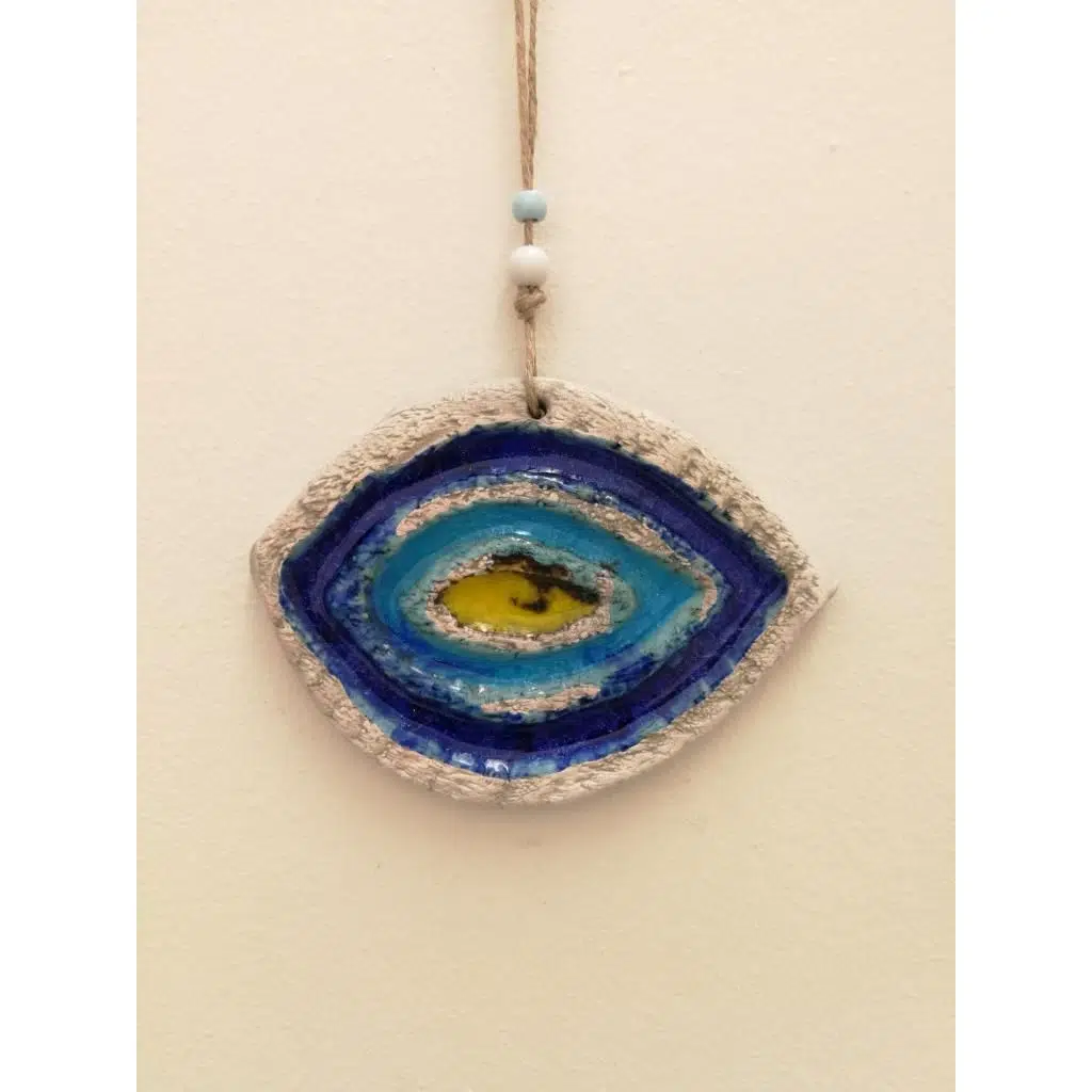 Seramik Mini Göz Nazarlık Dekoratif Duvar Süsü 11x14 cm