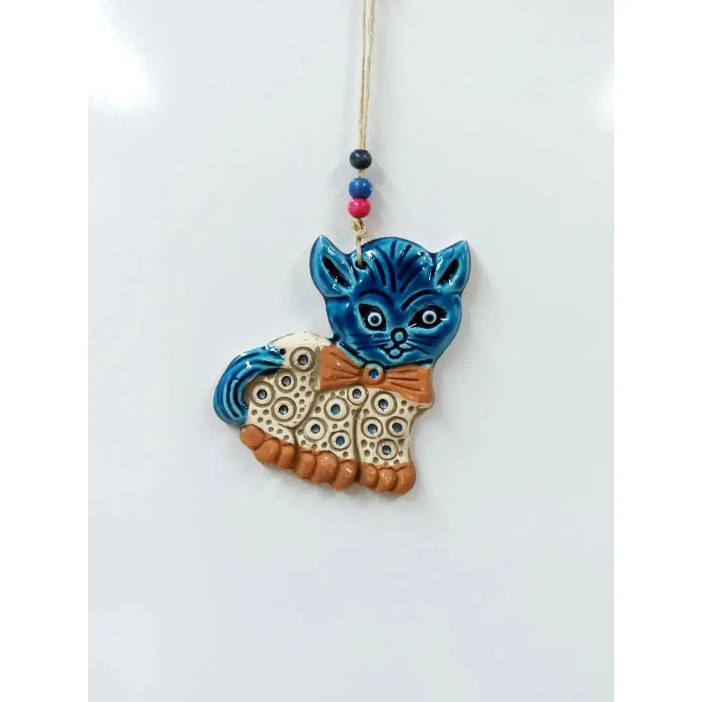 Seramik Mini Kedi Dekoratif Duvar Süsü 10x12 cm