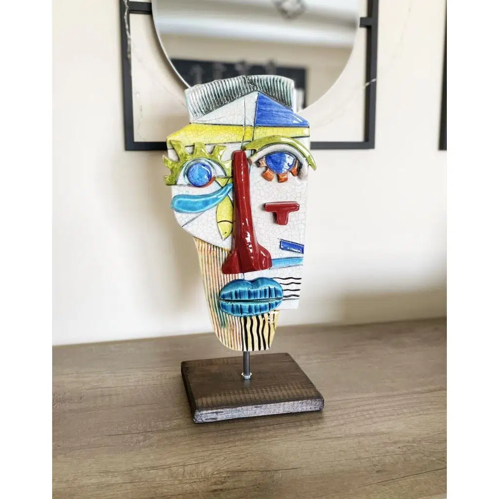Seramik Picasso Maske Tasarım Biblo Büyük Boy Modern Dekor